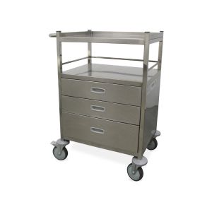 Chariot en acier inoxydable avec 3 tiroirs inférieurs
