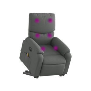 Poltrona Alzapersona Massaggi Elettrica Grigio Scuro Tessuto M8