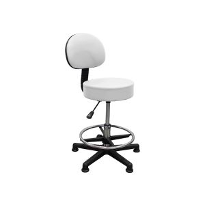 Tabouret sans roulettes avec dossier et repose-pieds