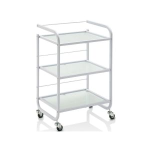 Carrello Estetica Professionale Bianco con Ripiani in Vetro e Rotelle