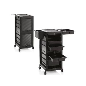 Carrello Parrucchiere 4 Cassetti Estraibili con Ante Richiudibili con Chiave
