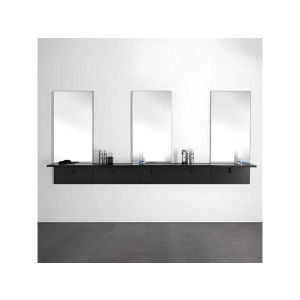 Specchi Parrucchiere Professionali con Mensole 3 Posti da Lavoro