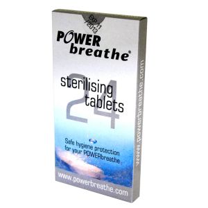 Packung mit 24 Tabletten zur Entkeimung von Powerbreathe