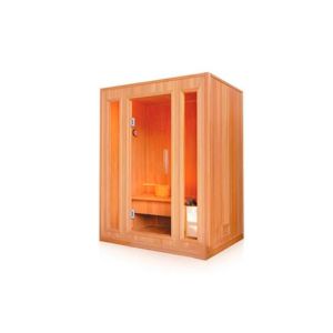 Stoom sauna binnenshuis met glazen voorkant, driedelig