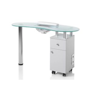 Tavolo Manicure con Aspiratore Polveri e Piano in Vetro Temperato