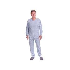 Pijama médico azul de verão com 2 fechos nas costas e perna interior 100% algodão - 9012-2