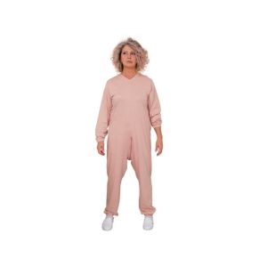 Pijama rosa para paciente com fecho contínuo, mangas compridas, 100% algodão - 9078 ML PL
