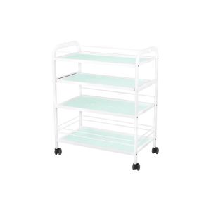 Chariot Multiusage Esthétique POL-1015 Blanc avec Roulettes et Porte-Lampe
