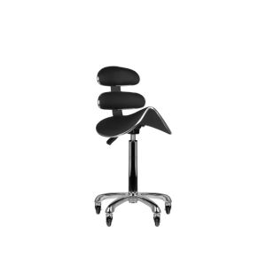 Tabouret selle cheval POL-880 noir réglable 62-85 cm avec dossier
