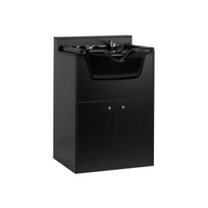 Station de lavage barbier BB06 noire Gabbiano avec armoire