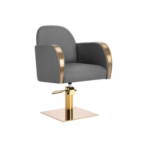 Poltrona para Barbeiro e Cabeleireiro Malaga Revestimento em Couro Sintético Dourado