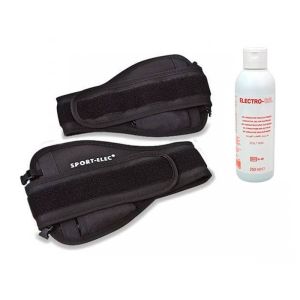 Ceinture multifonction avec 4 électrodes carbone intégrées et connexions de 2 mm. Gel conducteur (250 ml)