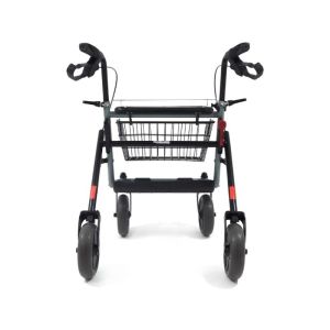 Déambulateur pliable en aluminium réglable pour personnes âgées et personnes handicapées, avec 4 roues, frein de stationnement et panier