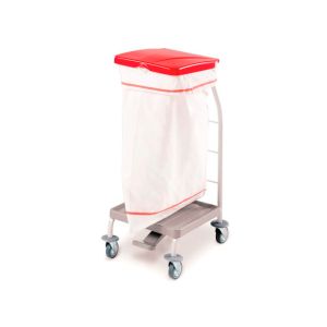 Chariot à linge sale, en acier peint, sac de 70L avec couvercle à pédale