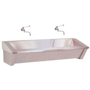 Surgical sink, stainless steel, two stations