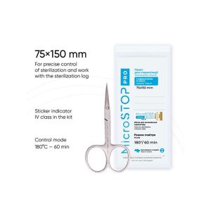 Buste per sterilizzazione MicroSTOP PRO Bianche 75 x 150 mm - Secco (100 pz) + Indicatori classe 4 (160 pz)