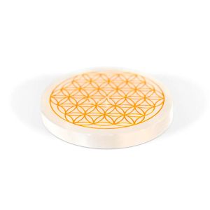 Porta-Incenso Flor da Vida em Selenita (9 cm de diâmetro)