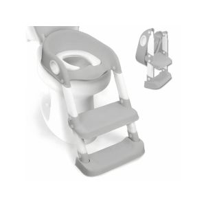 Kinder Toilettenaufsatz mit Leiter, Modell Lala, rosa-weiß, klappbar