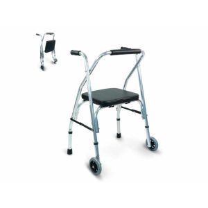 Déambulateur ortopédico pliable avec 2 roues, dossier rembourré - Compostela