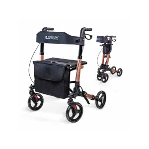 Deambulatore rollator modello Trajano con 4 ruote e carrello della spesa per anziani