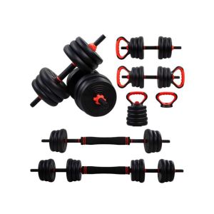 Paire d'haltères réglables de 20 kg (60-110 cm) avec attaches pour kettlebell