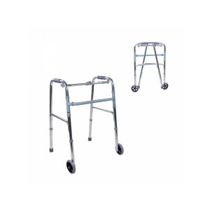 Déambulateur 2 roues Chapiteau en aluminium argenté, réglable et pliable