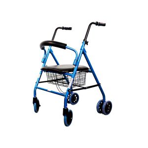 Déambulateur pliable pour adultes, en aluminium robuste, bleu