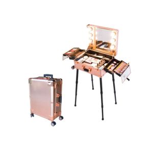 Beauty Case Trolley STAR avec pieds réglables, miroir et lumières intégrés