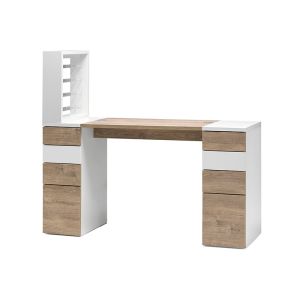 Table de manucure en bois VICTOR 5 avec présentoir à vernis à ongles et double tiroir - Fabriquée en Italie