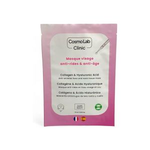 Masque en tissu pour le visage et le cou au collagène et à l'acide hyaluronique tous types de peau fabrication franco-espagnole
