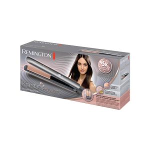 Piastra per Capelli Remington Keratin Protect: Queratina, Olio di Mandorle, Piastra Extra Lunga Galleggiante, Ceramica, Sensore Prot. Calore, 5 Temp. fino a 230°C, S8598, Grigio, 110 mm