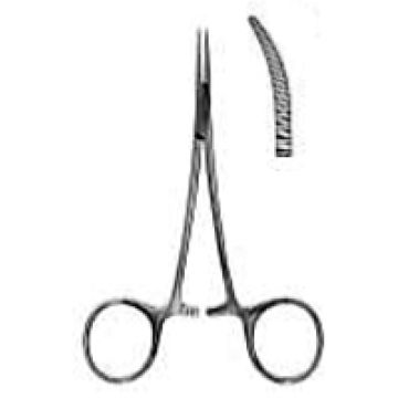 Micro- clema hemostatica HALSTED-MOSQUITO- 1x2 dinti. Curbata.