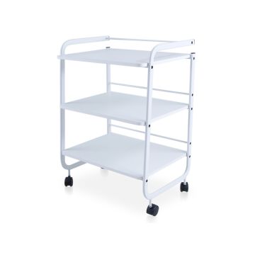 Metal wagen met drie planken voor schoonheid en kappers