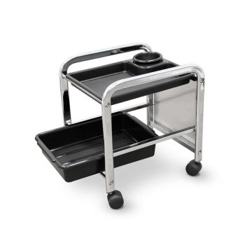 Trolley met dienbladen en chromen afwerkingen