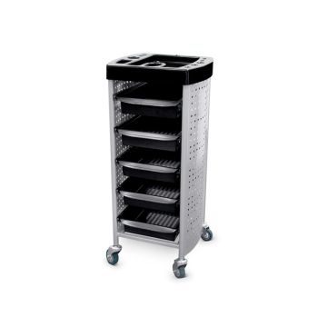 Trolley voor kappers met 5 uitneembare dienbladen