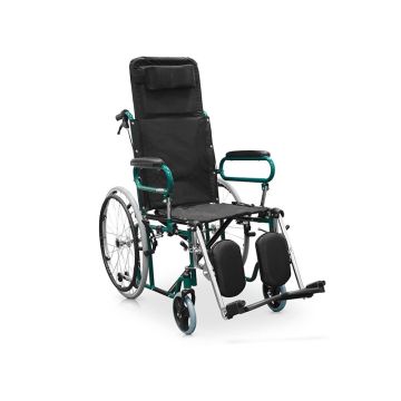 Scaun cu rotile cu tetieră și suport pentru picioare