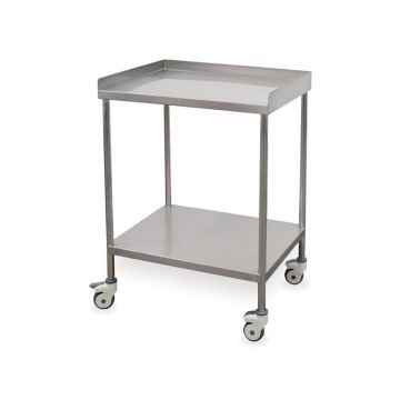 Bijzettafel van roestvrij staal met 2 planken en bovenrand