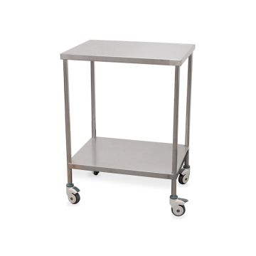 Bijzettafel van roestvrij staal met 2 gladde planken