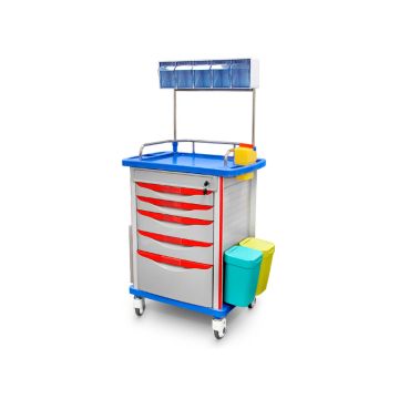 Anesthesiewagen met 5 lades, planken en accessoires