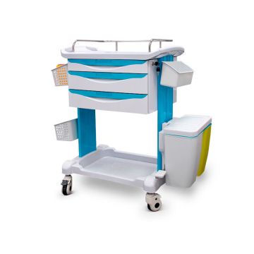 Behandelwagen met uitneembare leuning, dienbladen, planken, 3 lades