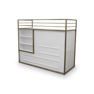 Χρυσή κατασκευή πάγκου υποδοχής