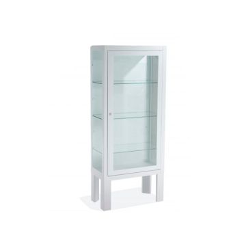 Vitrine sur pieds, 1 porte, Blanche, 60x30x140cm