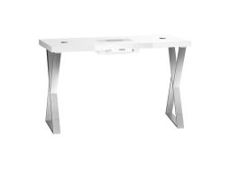 MOMO 04-SL Nageltisch Manikürtisch Studiotisch Kosmetiktisch für Maniküre Profi (Silber)