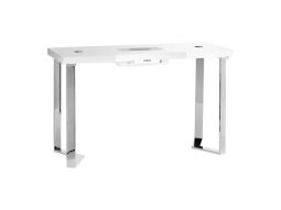 Table de manucure Momo 05-SL avec absorbeur de poussière intégré blanc argent