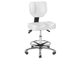 Taburete para estética Blanco Modelo A-4299 Regulable en Tres Planos