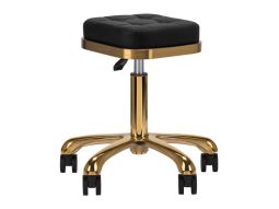 Taburete para estética M-1645 Negro con Acabado Dorado Ajustable