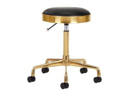 Taburete para estética con Ruedas H7 Gold y Asiento Negro Ajustable