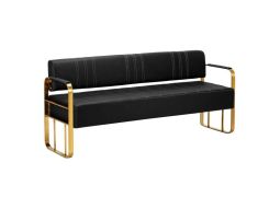 AVILA Sofa Bank für Wartezimmer Friseureinrichtung Schönheitssalons Tattoostudio (Schwarz/Gold)