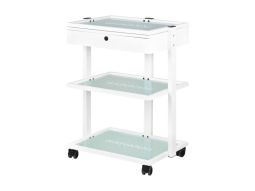 Carrito Multiuso de Acero y Vidrio con Ruedas Piroetantes Blanco