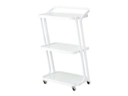 Carrito para esteticista compacto con 3 estantes de vidrio blanco POL-6701